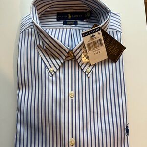Ralph Lauren Blue and White Striped Men's Shirt